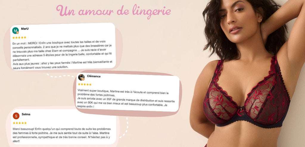Lingerie pour femme à forte poitrine en boutique à Paris centre